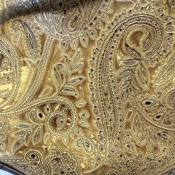 Embossed Tan Paisley Shoulder Bag With Brown Braided Strap By Relic - Picture 4 of 9